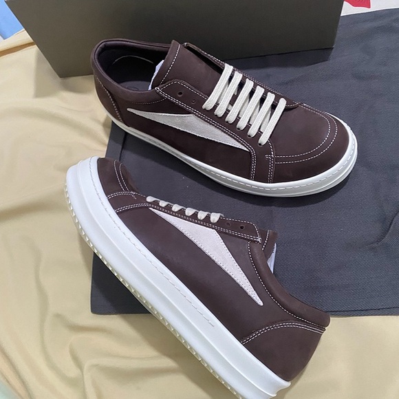 Rick Owens Low-Top Brown Sneakers with Triangle Triangle Trim - Picture 11 of 12